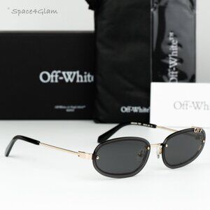 Off-White Women Sunglasses Gold Grey Oval OERI13M MIAMI 7607 NEW AUTHENTIC